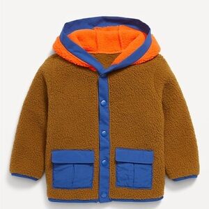 Old Navy Snap-front Sherpa Jacket with Orange Lining